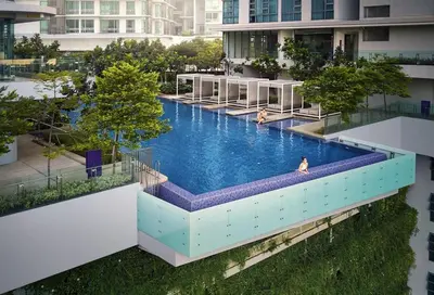 an overhead view of a swimming pool in a building at S20- Bedroom Bukit Bintang Robertson with Netflix in Kuala Lumpur