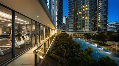 a view of a building with a swimming pool at S20- Bedroom Bukit Bintang Robertson with Netflix in Kuala Lumpur