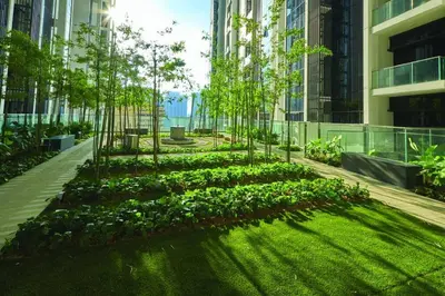a garden in the middle of a building at M City Minimalist KLCC Suite in Kuala Lumpur