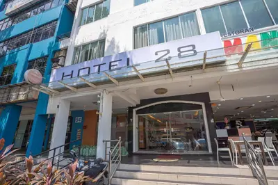 a store front of a building with a sign on it at Hotel 28 Titiwangsa in Kuala Lumpur