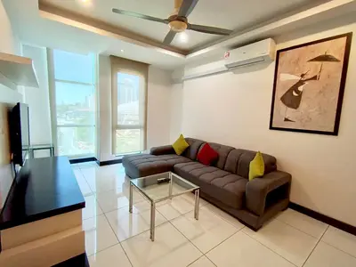 a living room with a couch and a table at BBHomes at Bukit Bintang Casa Residency KL in Kuala Lumpur