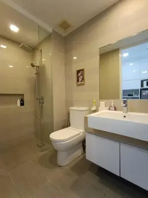 a bathroom with a toilet and a sink and a shower at RM203 Bukit Bintang Balcony Studio Infinity Pool in Kuala Lumpur