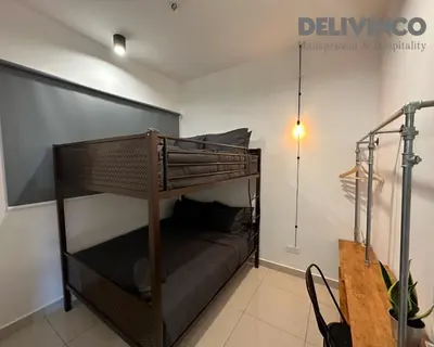 a bedroom with a bunk bed in a room at Trion - 2BR - 6pax - KL - 9mins - IKEA & Velocity in Kuala Lumpur
