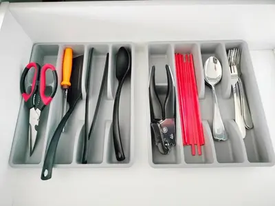 a tray filled with utensils on a counter at City-View Studio Retreat with Spectacular View TRX in Kuala Lumpur