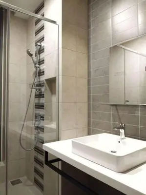 a bathroom with a sink and a shower at 1 Room 1 Bathroom The Robertson KLCC in Kuala Lumpur
