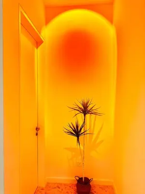 a room with a potted plant in the corner at Luxury 2BR KL View, Infinity Pool, Walk to Pavilion and Jalan Alor in Kuala Lumpur
