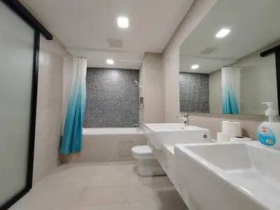 a bathroom with a sink and a toilet and a tub at The Ooak Mont Kiara 33A# Main Street Sunway 163#1 bedroom 1-2Pax in Kuala Lumpur