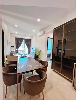 a dining area with a table and chairs in a room at Face Malaysia Tallest Tower 118 in Kuala Lumpur in Kuala Lumpur