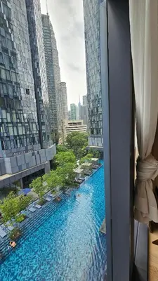 a view from a window of a river in a city at Star Residence Pool View 2br Unit Floor 8 in Kuala Lumpur