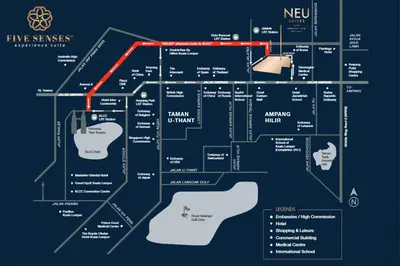 a map of the f five senses authorization center at Neu Suites Signature Suites, KLCC in Kuala Lumpur