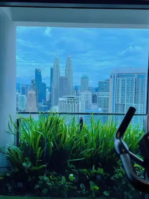 a window with a view of a city skyline at 7PX 2BR Family Gathering Loft @ Colony, Near Quill City Mall & Monorail in Kuala Lumpur