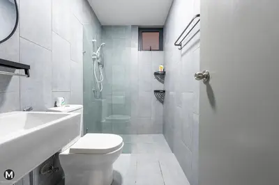 a bathroom with a toilet and a sink and a shower at 10 Mins to KL City - Modern Suite 6 Pax M Vertica in Kuala Lumpur