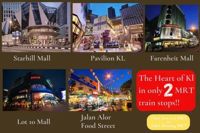 a collage of pictures of a city at night at Stunning Pool & the City - 1 mrt stop to TRX in Kuala Lumpur