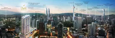 an image of a city with skyscrapers at Maxhome Premium at Quill Residence KL City Centre in Kuala Lumpur