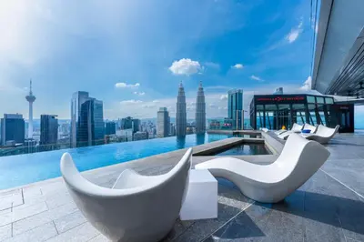 a view of the city from the rooftop of a building at Imperial Luxury Suites KLCC by Moonway in Kuala Lumpur
