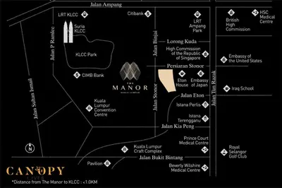 a map of canapyapy with the map of the water market at The Manor Serviced Residence by Canopy Lives in Kuala Lumpur