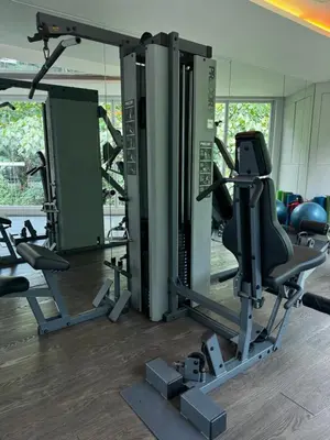 a gym with several tread machines in a room at Damas Hotel,Suites and Residence at Plaza Damas 3 by Over The Moon in Kuala Lumpur