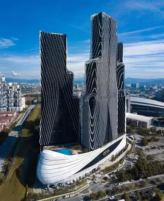 a rendering of a building with a large object at Blue cozy duplex house in Kuala Lumpur