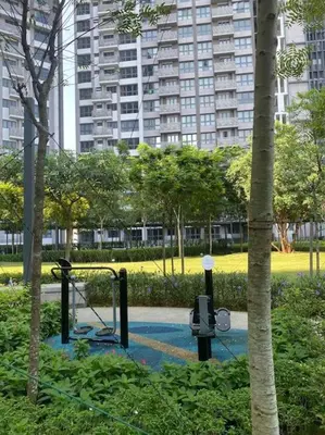 a park with a basketball hoop in a city at IndoChina 3BR MVertica near MRT by RumaBnB in Kuala Lumpur