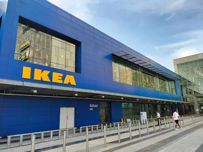 a large blue building with a ikea sign on it at KL Sanctuary Style Comforts, Pool, Gym, Near MRT! in Kuala Lumpur