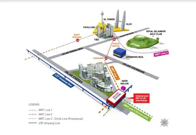 a map of the city of singapore at V Residence Suites-27 in Kuala Lumpur