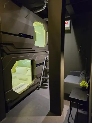 a room with a room with a bed in it at Space Hotel KL Sentral in Kuala Lumpur