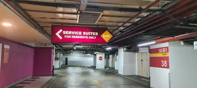 an empty hallway with a sign in a subway station at Soho Service Suite at Times Square KL in Kuala Lumpur