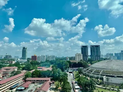 a cityscape of a city with tall buildings at Couple Suite at Casa Residency 5 mins walk to LRT, Jalan Alor & Bukit Bintang in Kuala Lumpur