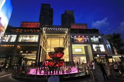 a shopping center with a flower display in front of it at Bintang Fairlane Residence, Cozy Fam Suite with Bathtub - 2B2R in Kuala Lumpur
