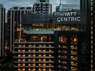 a view of the hyatt centric building at night at Hyatt Centric City Centre Kuala Lumpur in Kuala Lumpur