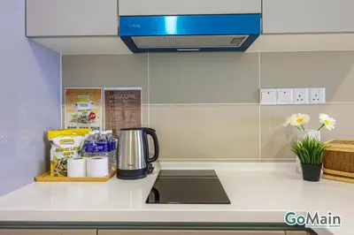 a kitchen counter top with a coffee maker on it at Suitable for Long Stay For 2-4 Trion Bukit Bintang Near KL KLCC in Kuala Lumpur