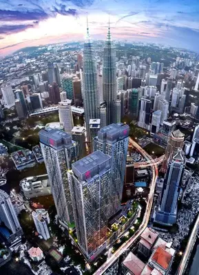 an aerial view of a large city with tall buildings at Star Xtian Residence KLCC in Kuala Lumpur