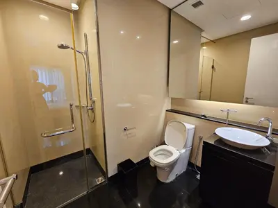 a bathroom with a toilet and a sink and a shower at City Vibe Oasis St Mary Pavilion KLCC 3Bed6pax in Kuala Lumpur