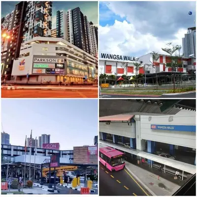 a group of four pictures of a city with buildings at Cozy Homestay KL Setapak 2R2B 1CarPark, Pool, Wifi, MALAYSIAN ONLY & MUS-LIM RECOMMENDED in Kuala Lumpur