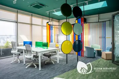 a conference room with a table and chairs at Riveria City at KL Sentral by Plush in Kuala Lumpur