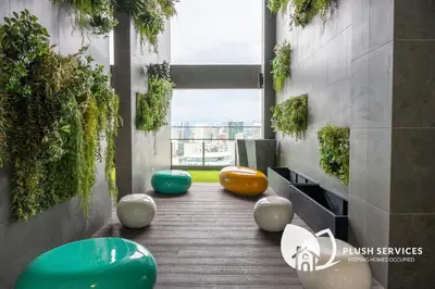 a hallway with a bunch ofools in a building at Riveria City at KL Sentral by Plush in Kuala Lumpur