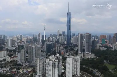 an aerial view of a city with tall buildings at Awesomestay apartment walk to Tun Sambathan near KL Sentral in Kuala Lumpur