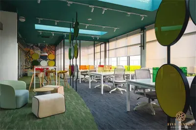 an office with tables and chairs in a room at Riveria Premium Kuala Lumpur, Roam in Kuala Lumpur