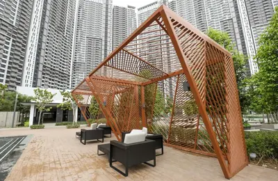 a gazebo in a city with tall buildings at M Vertica By Seroja Coliving in Kuala Lumpur