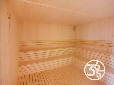 an empty sauna with a sign in the middle at 4Pax Trion Superior 1 Bedroom \u4e2d\u6587\u623f\u4e1c in Kuala Lumpur