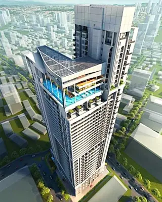 a rendering of a tall building in a city at Alaman Luxe suites KLCC in Kuala Lumpur