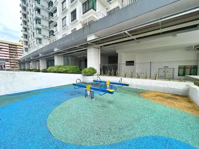 two blue planes sitting on top of a building at Rafflesia KL Big Family 3BR Condo Near LRT in Kuala Lumpur