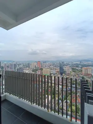 a balcony with a view of a city at COL 31A 1Bedroom Balcony Infinity Pool KLCC View in Kuala Lumpur