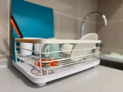 a toy shelf in a toy kitchen with utensils at Trion Kuala Lumpur Superior room nearby mrt in Kuala Lumpur