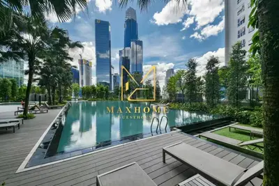 a swimming pool with a view of the city at Maxhome-Agile Bukit Bintang TRX in Kuala Lumpur