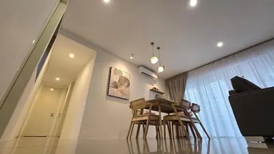 a table and chairs in a room with a window at Bintang Goldhill Near TRX & Pavilion Mall,MRT,KL By Proplet in Kuala Lumpur