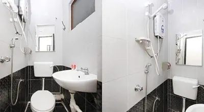 two pictures of a bathroom with a sink and a toilet at OYO 304 Zero Hour Hotel in Kuala Lumpur