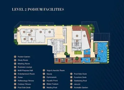 a floor plan of a resort with a pool at Neu Suites By Cozy Unit L30RB 2PAX near KLCC & Jelatek LRT in Kuala Lumpur
