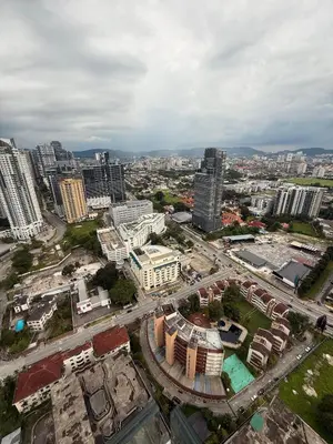 an aerial view of a city with tall buildings at Downtown Retreat 2BR at Neu Suites, Kuala Lumpur in Kuala Lumpur