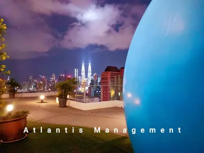 a view of a city skyline at night with a surfboard at Kuala Lumpur, KLCC View, Titiwangsa, Tr Resident,Near MRT Station, 3BR 2BH by Atlantis Management in Kuala Lumpur